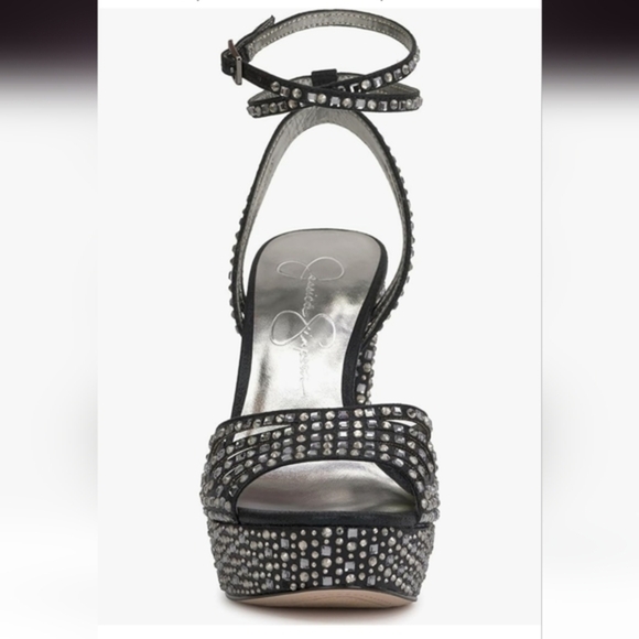 Jessica Simpson Iralin Black Rhinestone crystal Platform Heels size 10 brand new - Picture 9 of 11